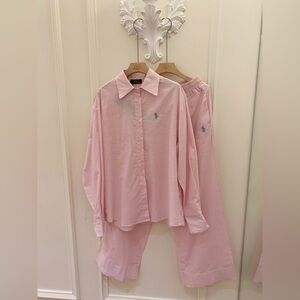 Ralph Lauren Pink Cotton Jumpsuit Set
